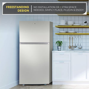 ConServ Reversible Door with Built-in Ice Maker 18-cu ft Top-Freezer Refrigerator with Ice Maker ( Stainless ) ENERGY STAR Certified