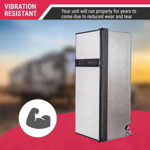 Equator Advanced Appliances RV 12V/DC OFF-GRID 10-cu ft Counter-Depth Top-Freezer Refrigerator Built-In ( Stainless )