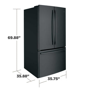 GE Standard-Depth 27-cu ft 3 -Door French Door Refrigerator with Ice Maker with Water Dispenser ( Black ) ENERGY STAR Certified
