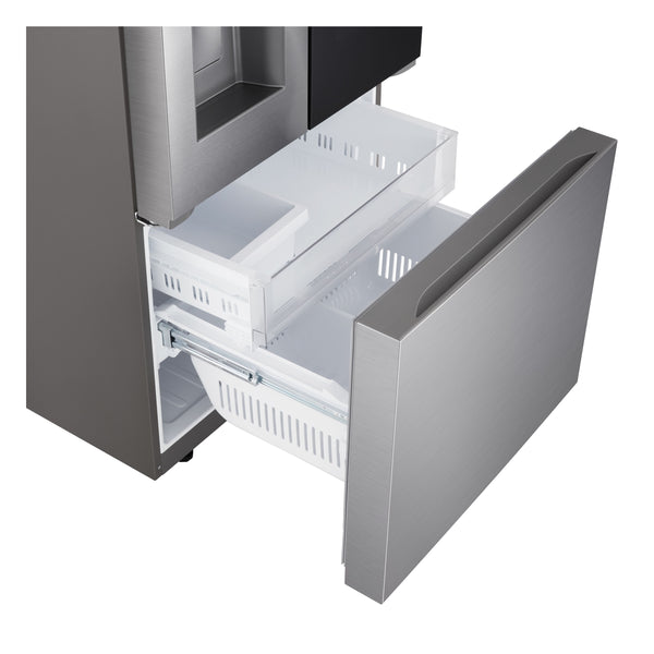 LG Standard-Depth InstaView 24.5-cu ft 3 -Door Smart Compatible French Door Refrigerator with Dual Ice Maker with Water and Ice Dispenser and Door within Door ( PrintProof Stainless Steel )