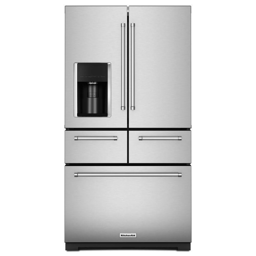 KitchenAid Standard-Depth 25.8-cu ft 5 -Door French Door Refrigerator with Ice Maker with Water and Ice Dispenser ( Stainless steel )