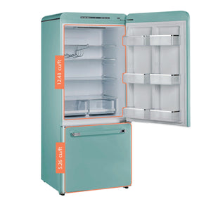 UNIQUE Classic Retro 17.7-cu ft Counter-Depth Bottom-Freezer Refrigerator with Ice Maker ( Ocean Mist Turquoise ) ENERGY STAR Certified