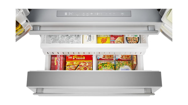 Sharp Counter-Depth 21.6-cu ft 4 -Door French Door Refrigerator with Ice Maker with Water and Ice Dispenser ( Stainless Steel ) ENERGY STAR Certified