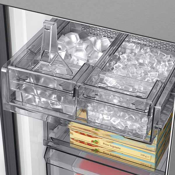 Samsung Bespoke Standard-Depth Beverage Center 28.6-cu ft 4 -Door Smart Compatible French Door Refrigerator with Dual Ice Maker with Water Dispenser and Door within Door ( Stainless steel ) ENERGY STAR Certified