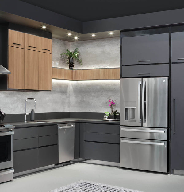 GE Profile Standard-Depth 27.9-cu ft 4 -Door Smart Compatible French Door Refrigerator with Ice Maker with Water and Ice Dispenser and Door within Door ( Stainless Steel ) ENERGY STAR Certified