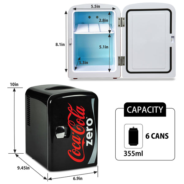 Coca-Cola Coke Zero 6 Can Portable 4L Cooler/Warmer 0.14-cu ft ( Black, Red )