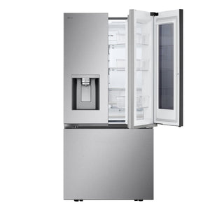 LG Standard-Depth InstaView 24.5-cu ft 3 -Door Smart Compatible French Door Refrigerator with Dual Ice Maker with Water and Ice Dispenser and Door within Door ( PrintProof Stainless Steel )