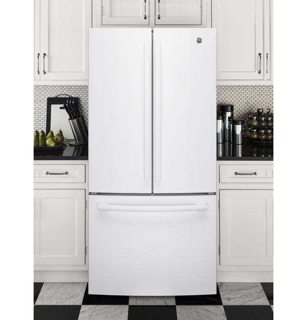 GE Counter-Depth 18.6-cu ft 3 -Door French Door Refrigerator with Ice Maker with Water Dispenser ( White ) ENERGY STAR Certified