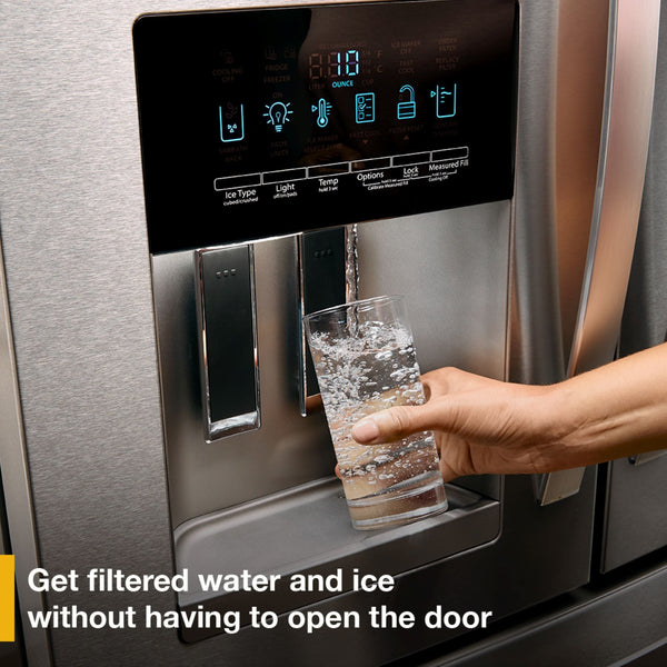 Whirlpool Standard-Depth 24.7-cu ft 3 -Door French Door Refrigerator with Ice Maker with Water and Ice Dispenser ( Black Stainless Steel ) ENERGY STAR Certified