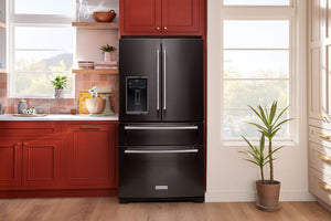 KitchenAid Standard-Depth 26.2-cu ft 4 -Door French Door Refrigerator with Water and Ice Dispenser ( Black Stainless )