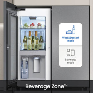 Samsung Bespoke Standard-Depth Beverage Center 28.6-cu ft 4 -Door Smart Compatible French Door Refrigerator with Dual Ice Maker with Water Dispenser and Door within Door ( Stainless steel ) ENERGY STAR Certified