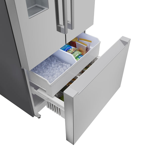 Bosch Counter-Depth 300 Series 21.6-cu ft 3 -Door Built-In Smart Compatible French Door Refrigerator with Ice Maker with Water and Ice Dispenser ( Stainless Steel ) ENERGY STAR Certified