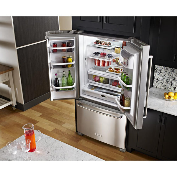 KitchenAid Standard-Depth 25.2-cu ft 3 -Door French Door Refrigerator with Ice Maker with Water Dispenser ( Stainless steel ) ENERGY STAR Certified