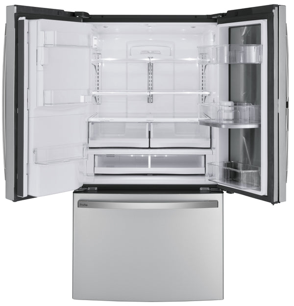 GE Profile Standard-Depth 27.8-cu ft 3 -Door French Door Refrigerator with Ice Maker with Water and Ice Dispenser and Door within Door ( Stainless Steel )