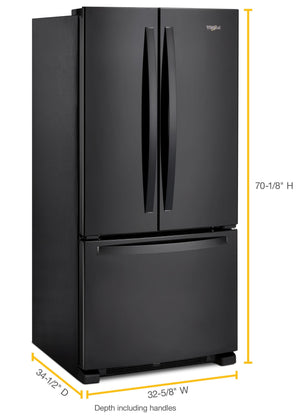 Whirlpool Standard-Depth 22.1-cu ft 3 -Door French Door Refrigerator ( Black ) ENERGY STAR Certified