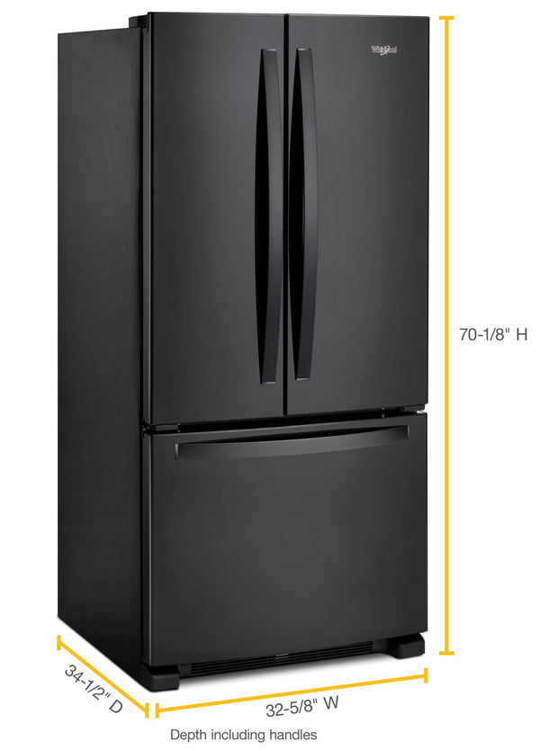 Whirlpool Standard-Depth 22.1-cu ft 3 -Door French Door Refrigerator ( Black ) ENERGY STAR Certified