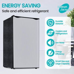 Jeremy Cass 3.2-cu ft Mini Fridge with Freezer ( Silver ) ENERGY STAR