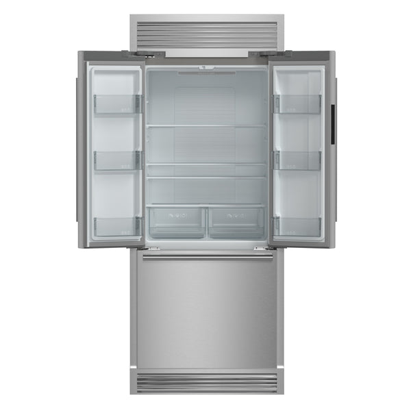 FORNO Gallipoli Standard-Depth 17.5-cu ft 3 -Door French Door Refrigerator with Ice Maker with Ice Dispenser ( Stainless Steel )