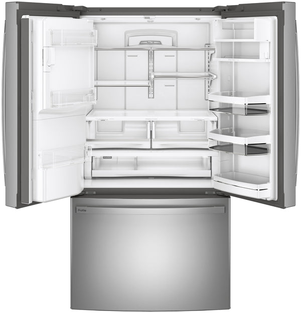 GE Profile Standard-Depth 27.8-cu ft 3 -Door French Door Refrigerator with Ice Maker with Water and Ice Dispenser ( Stainless Steel ) ENERGY STAR Certified