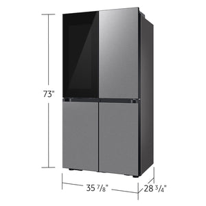 Samsung Bespoke Counter-Depth Beverage Center 22.5-cu ft 4 -Door Smart Compatible French Door Refrigerator with Dual Ice Maker with Water Dispenser and Door within Door ( Stainless steel ) ENERGY STAR Certified