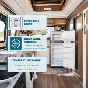 Equator Advanced Appliances RV 12V/DC OFF-GRID 10-cu ft Counter-Depth Top-Freezer Refrigerator Built-In ( Stainless )