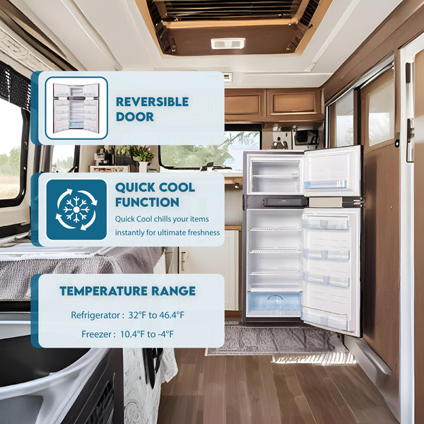 Equator Advanced Appliances RV 12V/DC OFF-GRID 10-cu ft Counter-Depth Top-Freezer Refrigerator Built-In ( Stainless )