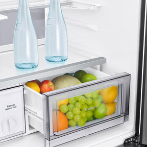 Samsung Bespoke Counter-Depth Beverage Center 23.5-cu ft 4 -Door Smart Compatible French Door Refrigerator with Dual Ice Maker with Water Dispenser and Door within Door ( Stainless Steel ) ENERGY STAR Certified