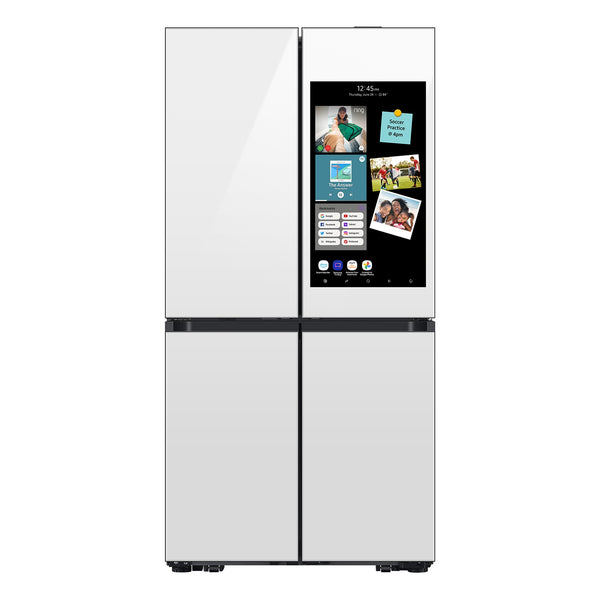 Samsung Bespoke Standard-Depth Family Hub 28.6-cu ft 4 -Door Smart Compatible French Door Refrigerator with Dual Ice Maker with Water Dispenser and Door within Door ( White Glass ) ENERGY STAR Certified