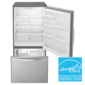 Whirlpool 22.07-cu ft Standard-Depth Bottom-Freezer Refrigerator with Ice Maker ( Stainless Steel ) ENERGY STAR Certified