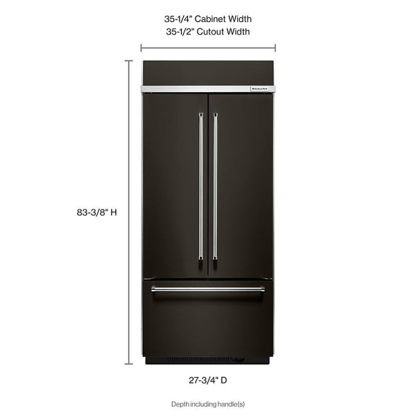 KitchenAid Standard-Depth 20.8-Cu. Feet 3 -Door Built-In French Door Refrigerator with Ice Maker ( Black Stainless Steel with PRINTSHIELD Finish )