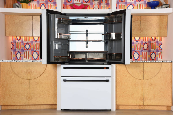 Cafe Standard-Depth 27.8-cu ft 4 -Door Smart Compatible French Door Refrigerator with Ice Maker with Water and Ice Dispenser ( Matte White ) ENERGY STAR Certified