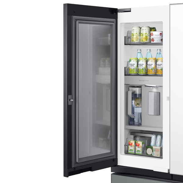 Samsung Bespoke Standard-Depth Family Hub 29.8-cu ft 3 -Door Smart Compatible French Door Refrigerator with Dual Ice Maker with Water Dispenser and Door within Door ( White Glass Top with Matte Grey Glass Bottom Panel ) ENERGY STAR Certified