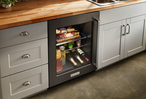 KitchenAid 5.2-cu ft Built-In Mini Fridge ( Black Stainless Steel with PRINTSHIELD )