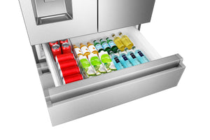 Hisense PureFlat Standard-Depth 25.6-cu ft 4 -Door Smart Compatible French Door Refrigerator with Ice Maker with Water and Ice Dispenser ( Stainless steel ) ENERGY STAR Certified