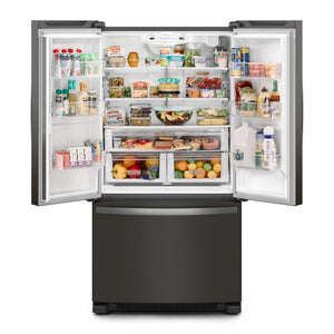 Whirlpool Standard-Depth 25.2-cu ft 3 -Door French Door Refrigerator with Ice Maker ( Fingerprint Resistant Black Stainless Steel ) ENERGY STAR Certified