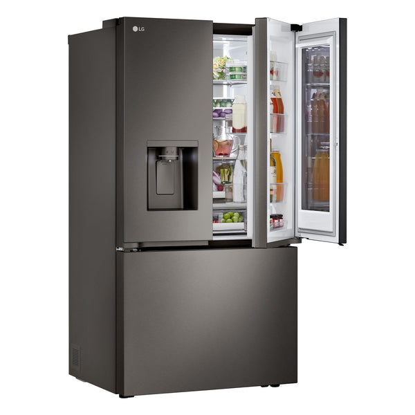 LG Counter-Depth InstaView 4 Types of Ice 25.5-cu ft 3 -Door Smart Compatible French Door Refrigerator with Dual Ice Maker with Water and Ice Dispenser and Door within Door ( PrintProof Black Stainless Steel ) ENERGY STAR Certified