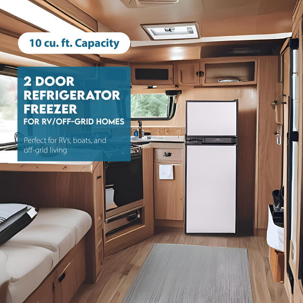 Equator Advanced Appliances RV 12V/DC OFF-GRID 10-cu ft Counter-Depth Top-Freezer Refrigerator Built-In ( Stainless )
