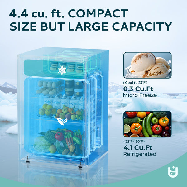 Euhomy 4.4-cu ft Built-In Mini Fridge with Freezer ( Black ) Garage Ready