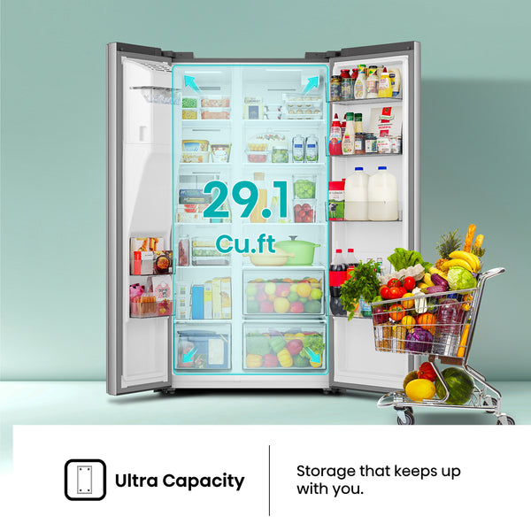 Hisense 29.1-cu ft Side-by-Side Refrigerator with Ice Maker ,Water and Ice Dispenser ( Stainless steel )