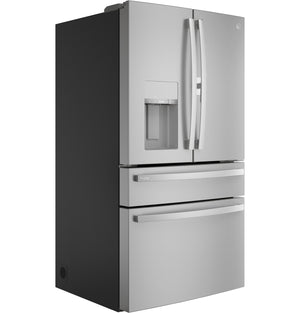 GE Profile Standard-Depth 27.9-cu ft 4 -Door Smart Compatible French Door Refrigerator with Ice Maker with Water and Ice Dispenser and Door within Door ( Stainless Steel ) ENERGY STAR Certified