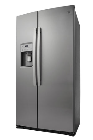 GE 21.8-cu ft Counter-Depth Side-by-Side Refrigerator with Ice Maker ,Water and Ice Dispenser ( Stainless Steel )