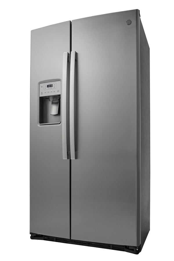 GE 21.8-cu ft Counter-Depth Side-by-Side Refrigerator with Ice Maker ,Water and Ice Dispenser ( Stainless Steel )