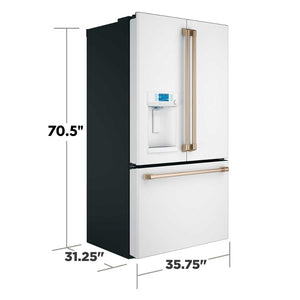 Cafe Counter-Depth 22.2-cu ft 3 -Door Smart Compatible French Door Refrigerator with Ice Maker with Water and Ice Dispenser ( Matte White ) ENERGY STAR Certified