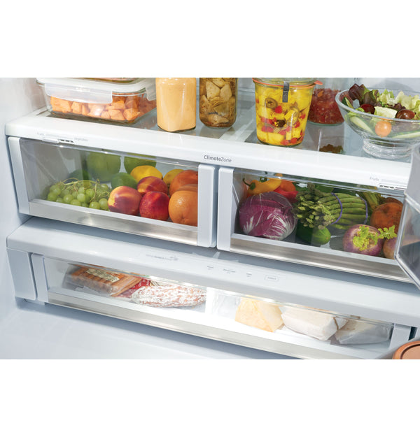 Cafe Counter-Depth Keurig K-Cup Brewing 22.2-cu ft 3 -Door Smart Compatible French Door Refrigerator with Ice Maker with Water and Ice Dispenser ( Stainless Steel ) ENERGY STAR Certified