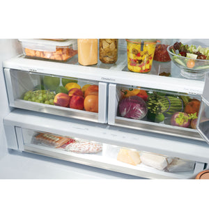 Cafe Counter-Depth Hot Water Dispenser 22.2-cu ft 3 -Door Smart Compatible French Door Refrigerator with Ice Maker with Water and Ice Dispenser ( Stainless Steel ) ENERGY STAR Certified