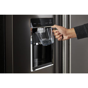 KitchenAid Counter-Depth 23.8-cu ft 3 -Door French Door Refrigerator with Ice Maker with Water and Ice Dispenser ( Black Stainless Steel with PRINTSHIELD Finish )