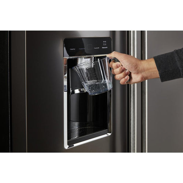 KitchenAid Counter-Depth 23.8-cu ft 3 -Door French Door Refrigerator with Ice Maker with Water and Ice Dispenser ( Black Stainless Steel with PRINTSHIELD Finish )