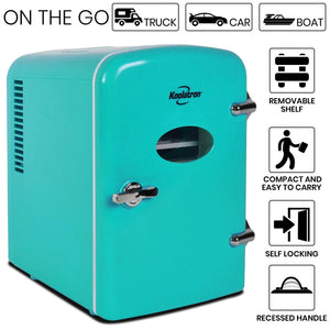 Koolatron 4L Retro Portable 6 can personal cooler 0.14-cu ft Mini Fridge ( Green )