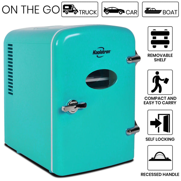 Koolatron 4L Retro Portable 6 can personal cooler 0.14-cu ft Mini Fridge ( Green )