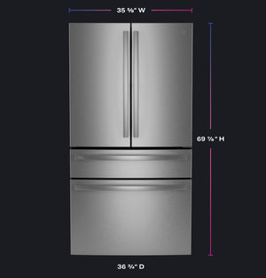 GE Profile Standard-Depth 28.7-cu ft 4 -Door Smart Compatible French Door Refrigerator with Ice Maker with Water Dispenser ( Stainless Steel ) ENERGY STAR Certified